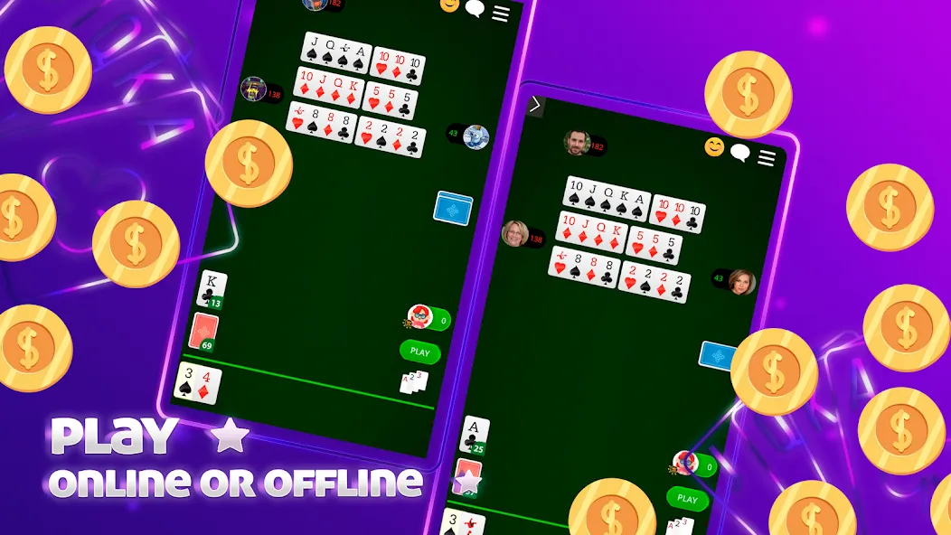 Скачать взломанную Scala 40 Online — Card Game (Скала 40 Онлайн)  [МОД Unlimited Money] — стабильная версия apk на Андроид screen 5