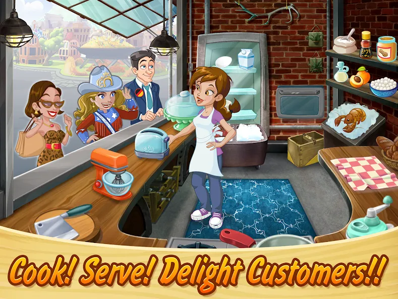 Взломанная Kitchen Scramble: Cooking Game (Китчен Скрэмбл)  [МОД Много денег] — последняя версия apk на Андроид screen 1