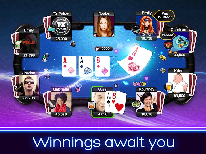 Взломанная TX Poker — Texas Holdem Poker  [МОД Меню] — полная версия apk на Андроид screen 2