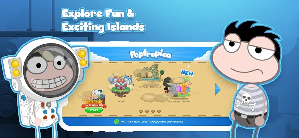 Скачать взломанную Poptropica: Fun Kids Adventure (Поптропика)  [МОД Бесконечные монеты] — полная версия apk на Андроид screen 1