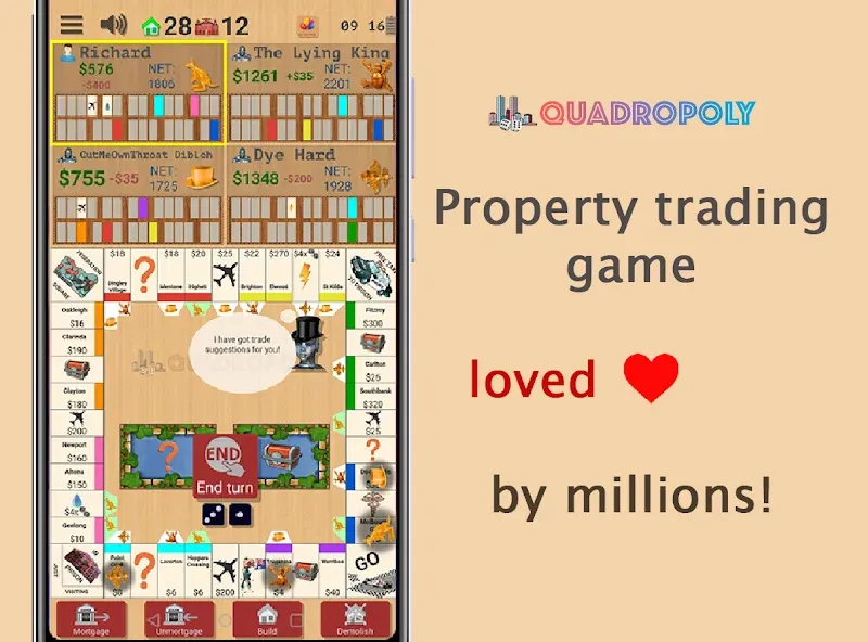 Скачать взлом Quadropoly — Classic Business  [МОД Unlocked] — полная версия apk на Андроид screen 1