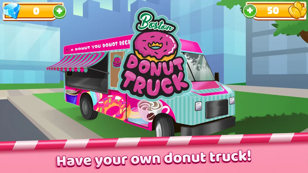 Взломанная Boston Donut Truck: Food Game (Бостонский Донат Трак)  [МОД Mega Pack] — полная версия apk на Андроид screen 1