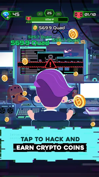 Скачать взлом Hacking Hero: Hacker Clicker (Хакинг герой)  [МОД Unlocked] — полная версия apk на Андроид screen 2