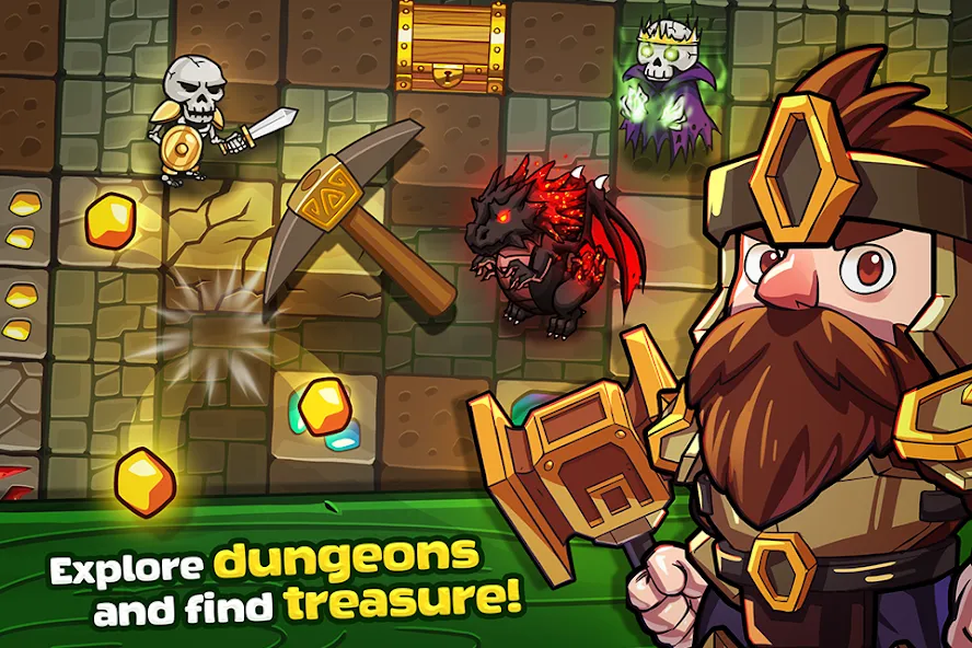 Скачать взломанную Mine Quest: Battle Dungeon RPG (Майн Квест)  [МОД Бесконечные деньги] — стабильная версия apk на Андроид screen 1