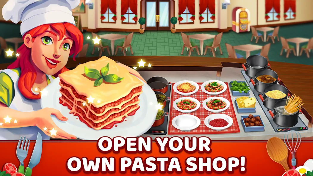 Скачать взломанную My Pasta Shop: Cooking Game (Мой Паста Шоп)  [МОД Mega Pack] — стабильная версия apk на Андроид screen 1