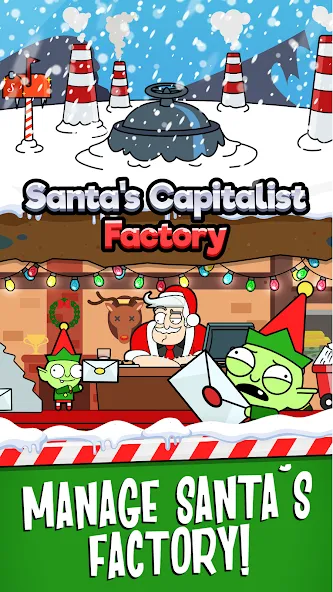 Скачать взломанную Santa’s Capitalist Factory  [МОД Unlocked] — последняя версия apk на Андроид screen 1