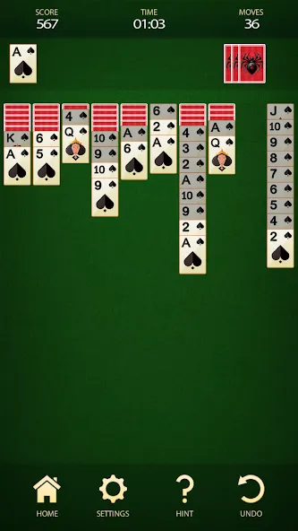 Взломанная Spider Solitaire: Card Game (Спайдер Солитер)  [МОД Все открыто] — полная версия apk на Андроид screen 3