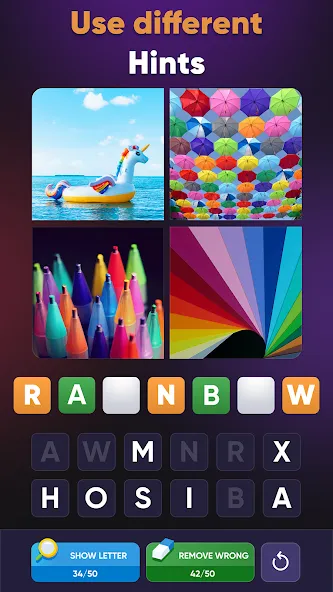 Взломанная 4 Pics 1 Word: Guessing Games  [МОД Бесконечные монеты] — стабильная версия apk на Андроид screen 2