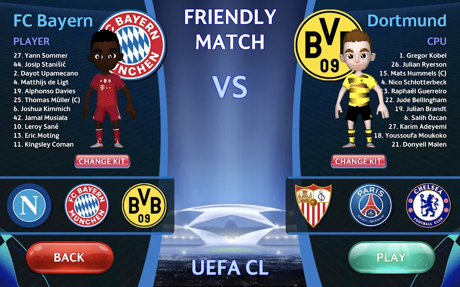 Скачать взломанную Champions League — UEFA Game (Чемпионс Лига)  [МОД Меню] — последняя версия apk на Андроид screen 1