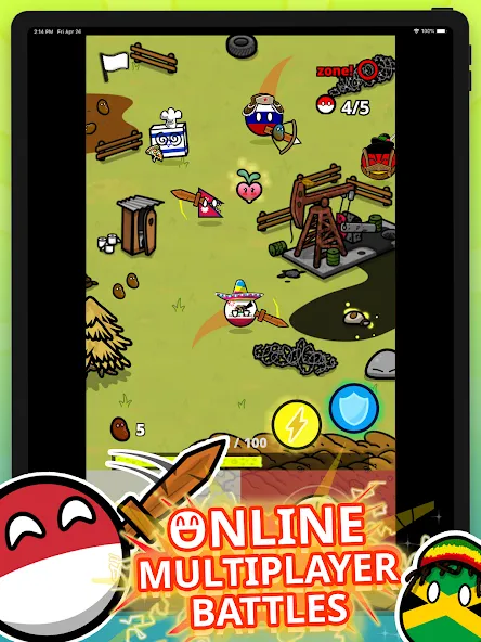 Взломанная Countryball Potato Mayhem (Кантрибол Потето Мейхем)  [МОД Menu] — стабильная версия apk на Андроид screen 5