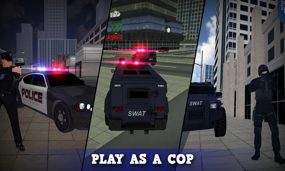 Взломанная Justice Rivals 3 Cops&Robbers  [МОД Много монет] — последняя версия apk на Андроид screen 1