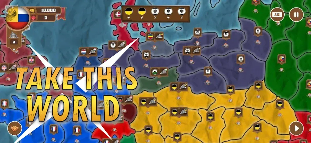 Взломанная World conquest: Europe 1812 (Всемирное завоевание)  [МОД Много денег] — полная версия apk на Андроид screen 1