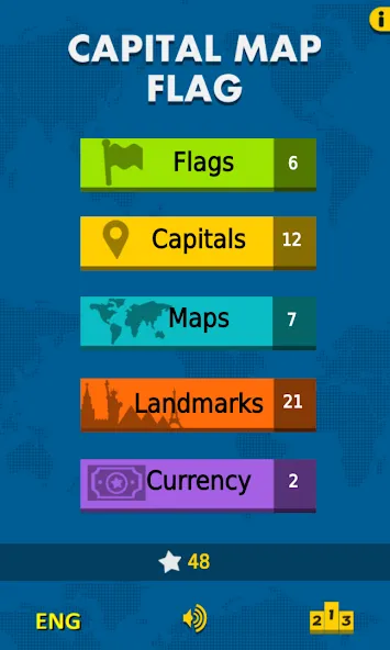 Скачать взломанную Capital Map Flag — geo quiz  [МОД Menu] — стабильная версия apk на Андроид screen 1