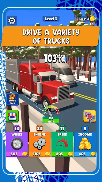 Взломанная Idle Truck Racing : Cybertruck (Айдл Трак Рейсинг)  [МОД Бесконечные деньги] — последняя версия apk на Андроид screen 3