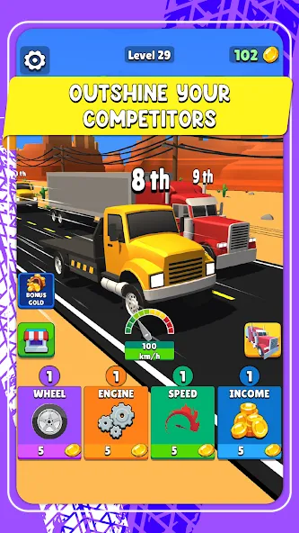 Взломанная Idle Truck Racing : Cybertruck (Айдл Трак Рейсинг)  [МОД Бесконечные деньги] — последняя версия apk на Андроид screen 5