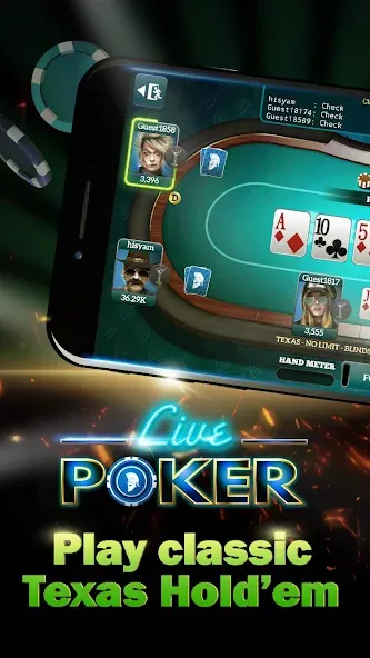 Взломанная Live Poker Tables–Texas holdem  [МОД Много денег] — стабильная версия apk на Андроид screen 1