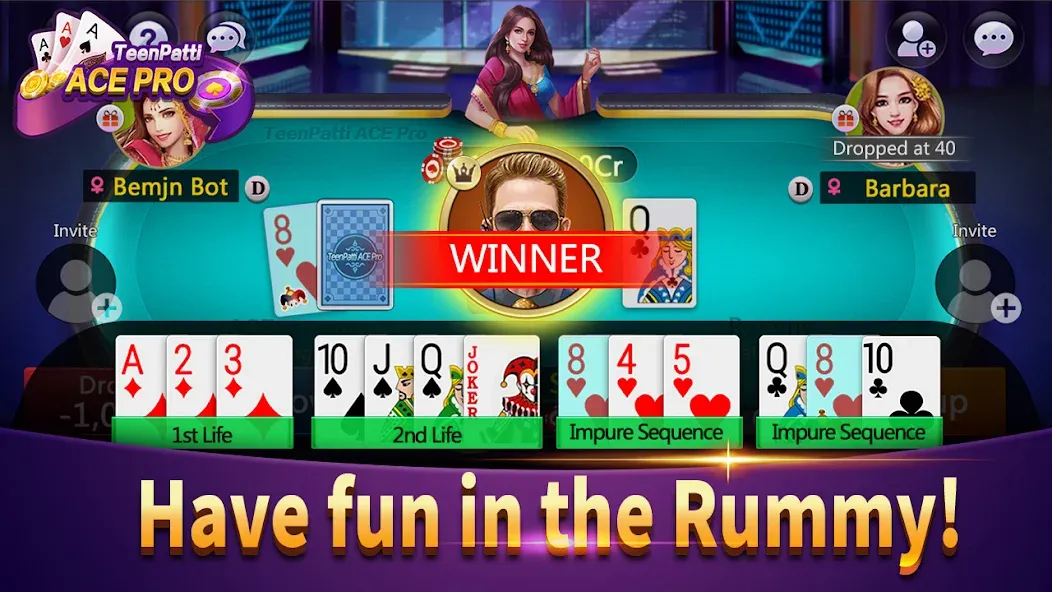 Взломанная Teenpatti Ace Pro -poker,rummy (Тинпатти Эйс Про)  [МОД Бесконечные монеты] — стабильная версия apk на Андроид screen 4