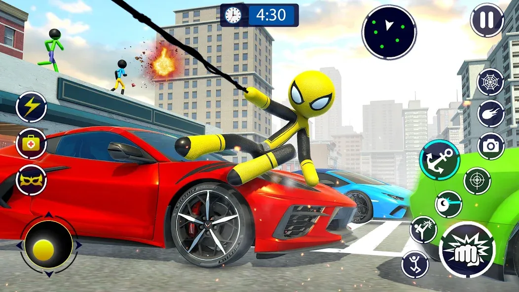 Взлом Spider Stickman Rope Hero Game  [МОД Бесконечные монеты] — последняя версия apk на Андроид screen 1