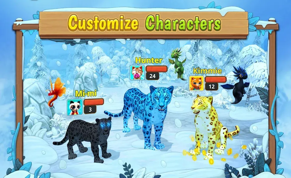 Взломанная Snow Leopard Family Sim Online  [МОД Бесконечные деньги] — последняя версия apk на Андроид screen 2