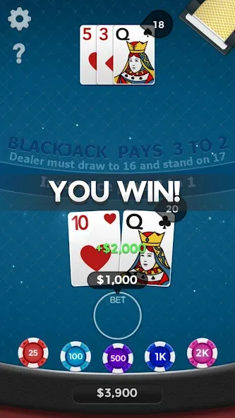 Скачать взломанную Blackjack 21  [МОД Много монет] — полная версия apk на Андроид screen 4