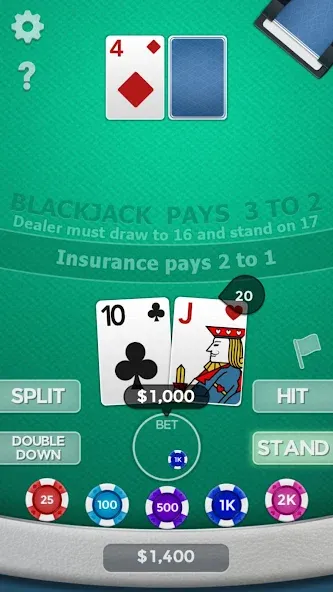 Скачать взломанную Blackjack 21  [МОД Много монет] — полная версия apk на Андроид screen 5