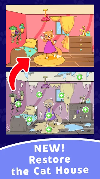 Скачать взломанную Find Differences: Cute Cats  [МОД Меню] — стабильная версия apk на Андроид screen 1