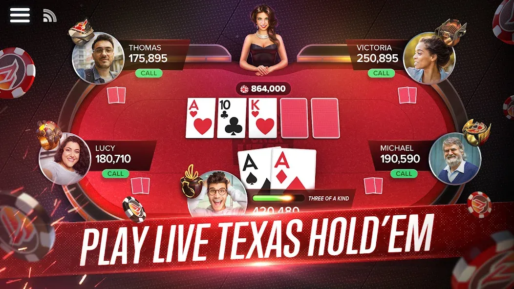 Скачать взломанную Poker Heat™ Texas Holdem Poker (Покер Хит)  [МОД Много монет] — стабильная версия apk на Андроид screen 1