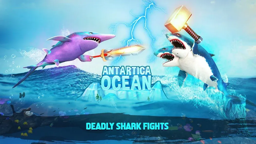 Взлом Double Head Shark Attack PVP  [МОД Много монет] — полная версия apk на Андроид screen 1