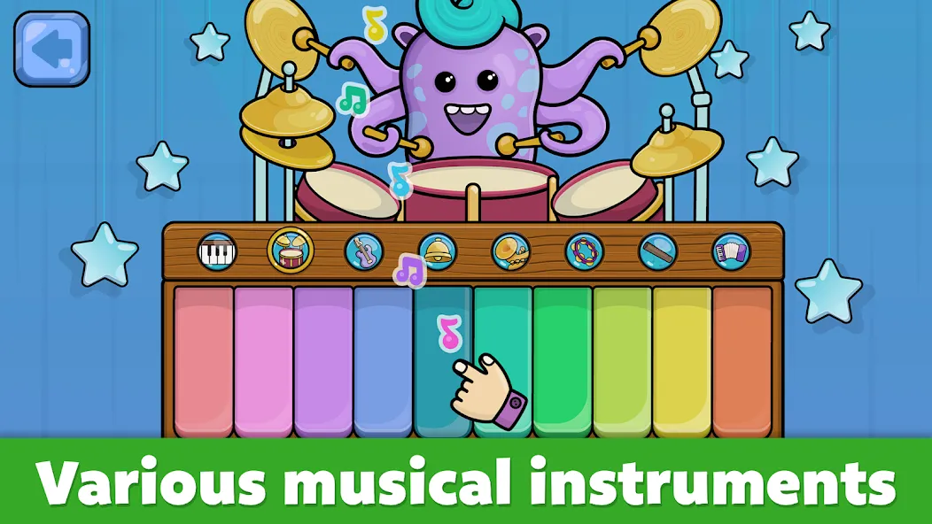 Взломанная Baby Piano: Kids Music Games  [МОД Unlocked] — стабильная версия apk на Андроид screen 2