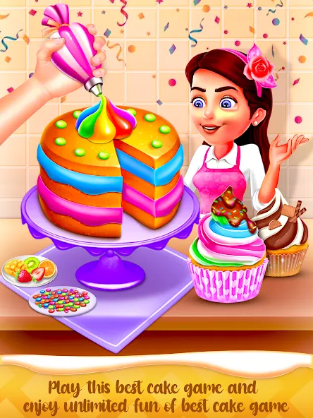 Скачать взломанную Cake Maker Cooking Cake Games (Кейк Мейкер кулинарные игры на приготовление тортов)  [МОД Mega Pack] — полная версия apk на Андроид screen 1