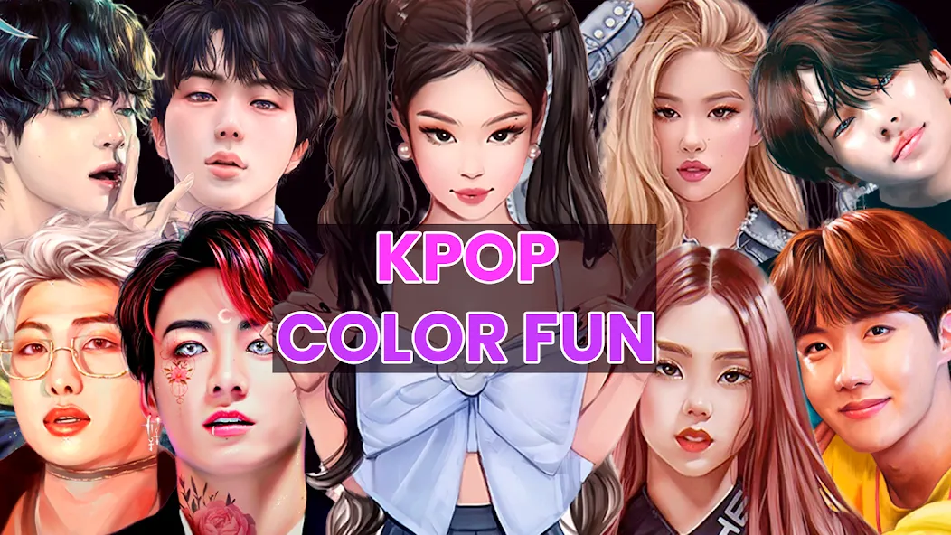 Скачать взломанную Kpop Paint by Numbers BT21  [МОД Бесконечные деньги] — полная версия apk на Андроид screen 1