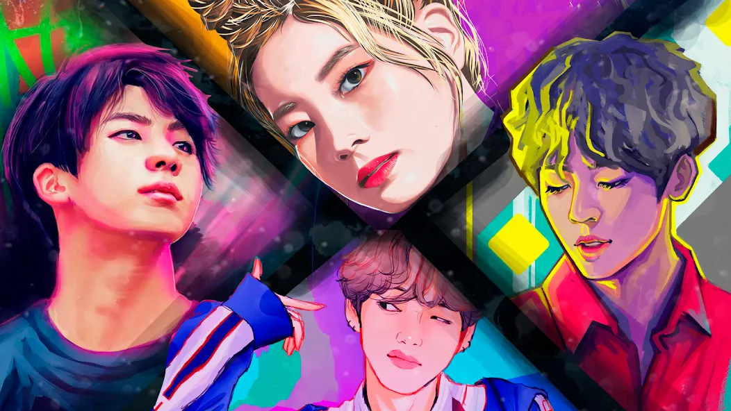 Скачать взломанную Kpop Paint by Numbers BT21  [МОД Бесконечные деньги] — полная версия apk на Андроид screen 2