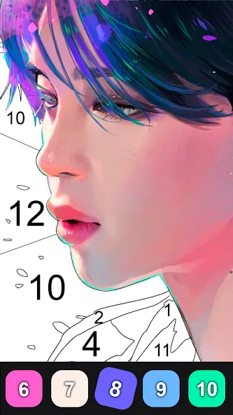 Скачать взломанную Kpop Paint by Numbers BT21  [МОД Бесконечные деньги] — полная версия apk на Андроид screen 4