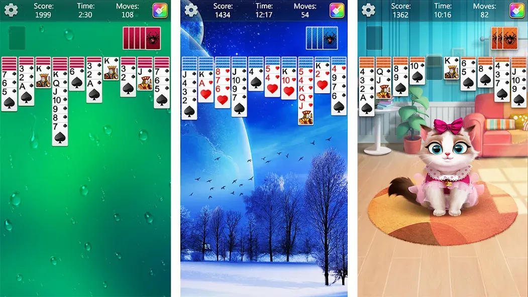 Скачать взломанную Spider Solitaire Fun (Спайдер Солитер Фан)  [МОД Бесконечные монеты] — полная версия apk на Андроид screen 1