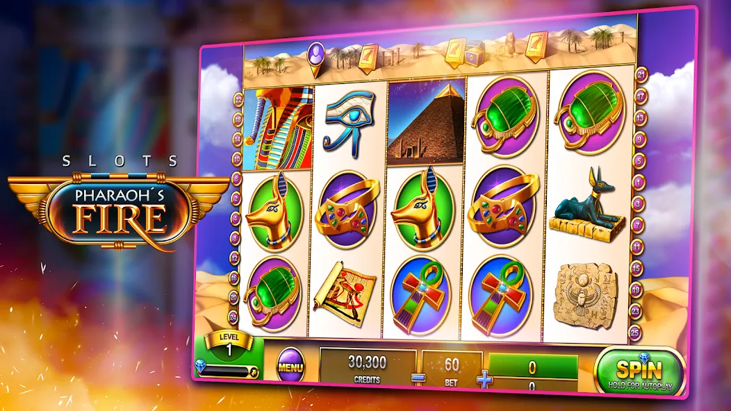 Скачать взломанную Slots — Pharaoh's Fire (Слоты)  [МОД Menu] — полная версия apk на Андроид screen 2