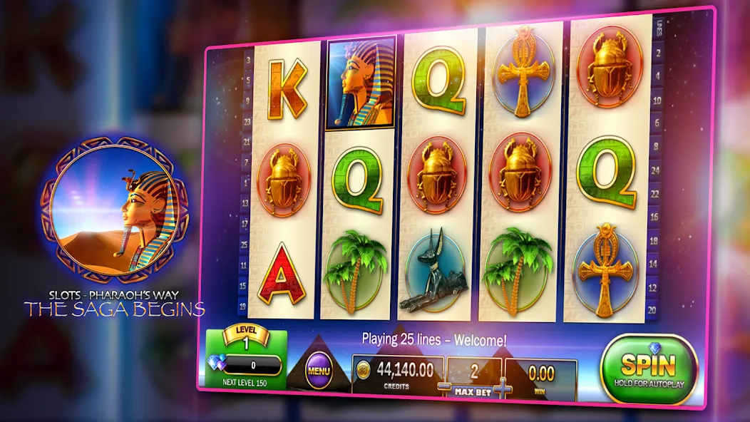 Скачать взломанную Slots — Pharaoh's Way Casino (Слоты)  [МОД Много монет] — полная версия apk на Андроид screen 3