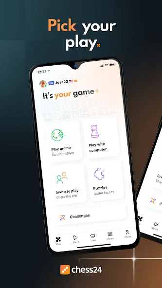 Взломанная chess24 > Play, Train & Watch  [МОД Бесконечные деньги] — стабильная версия apk на Андроид screen 1