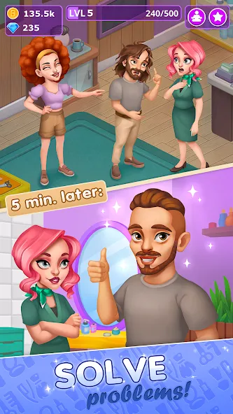 Взломанная Beauty Tycoon: Hair Salon Game (Бьюти Тайкун)  [МОД Много монет] — последняя версия apk на Андроид screen 4