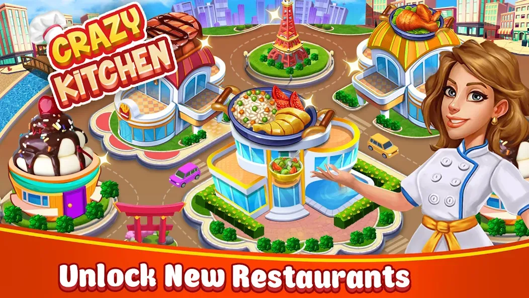 Скачать взломанную Food Game Crazy Super Chef  [МОД Menu] — полная версия apk на Андроид screen 1