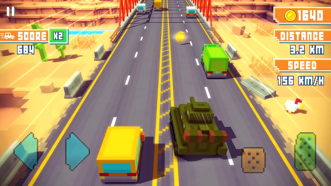 Скачать взломанную Blocky Highway: Traffic Racing (Блоки Хайвей)  [МОД Много монет] — полная версия apk на Андроид screen 1