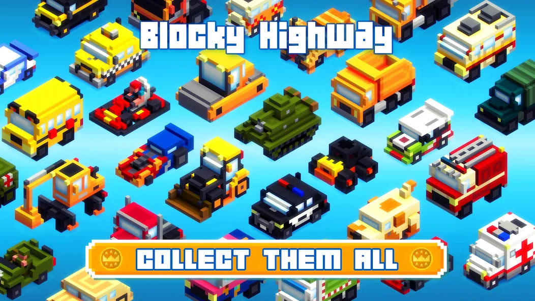 Скачать взломанную Blocky Highway: Traffic Racing (Блоки Хайвей)  [МОД Много монет] — полная версия apk на Андроид screen 3