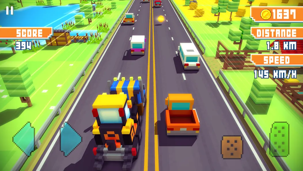 Скачать взломанную Blocky Highway: Traffic Racing (Блоки Хайвей)  [МОД Много монет] — полная версия apk на Андроид screen 4