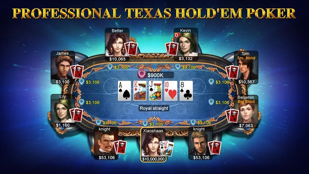 Скачать взломанную DH Texas Poker — Texas Hold'em (ДХ Техас Покер)  [МОД Все открыто] — стабильная версия apk на Андроид screen 1