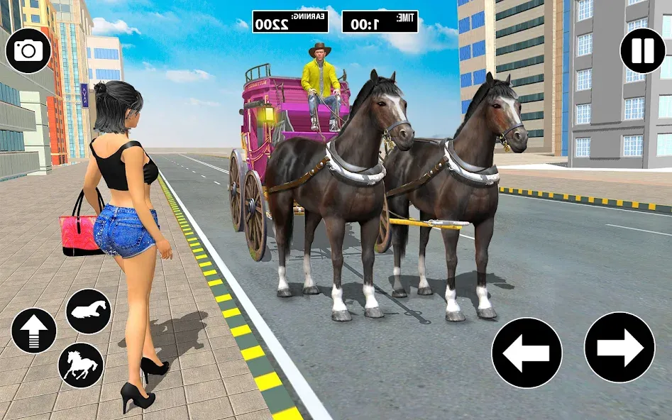 Скачать взломанную Horse Cart Taxi Transport Game  [МОД Unlimited Money] — последняя версия apk на Андроид screen 1