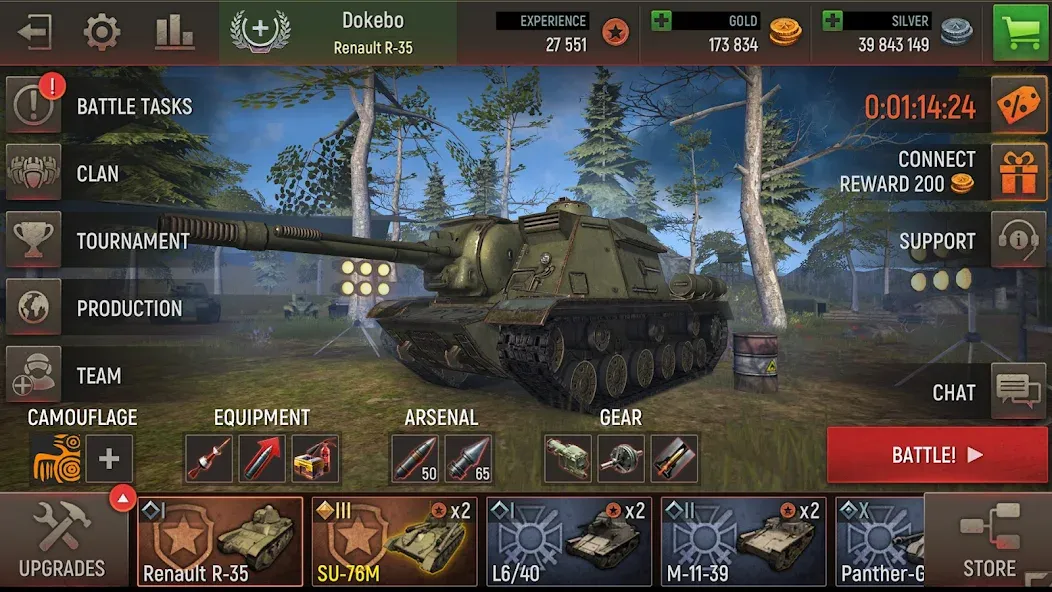 Взломанная Battle Tanks: Tank Games WW2 (Бэтл Тэнкс)  [МОД Mega Pack] — полная версия apk на Андроид screen 4