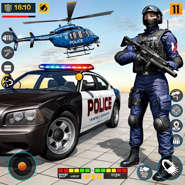 Скачать взлом US Police Shooting Crime City  [МОД Много монет] — стабильная версия apk на Андроид screen 1