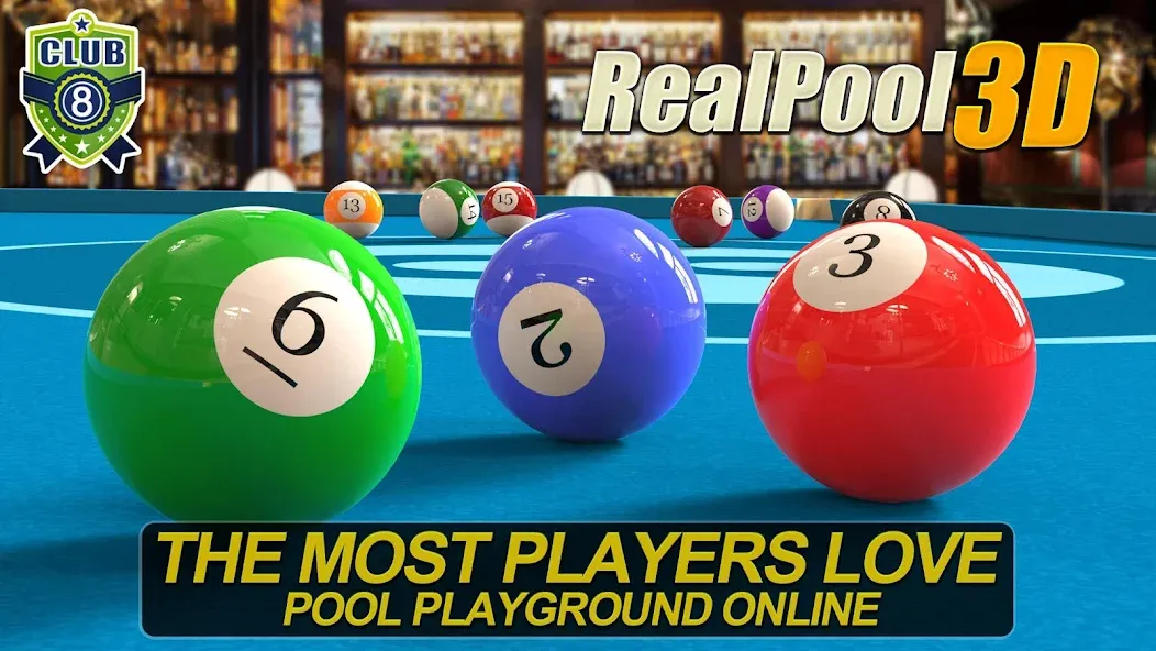 Скачать взлом Real Pool 3D Online 8Ball Game (Реал Пул 3Д Онлайн 8Бол Гейм)  [МОД Menu] — последняя версия apk на Андроид screen 1