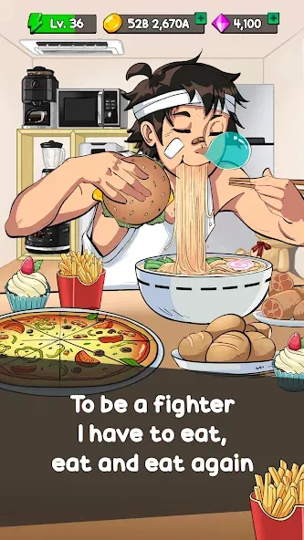 Взломанная Food Fighter Clicker Games (Фуд Файтер Кликер)  [МОД Unlimited Money] — стабильная версия apk на Андроид screen 1