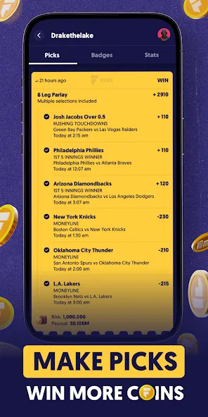 Скачать взломанную Fliff — Sports Picks (Флифф)  [МОД Mega Pack] — полная версия apk на Андроид screen 2