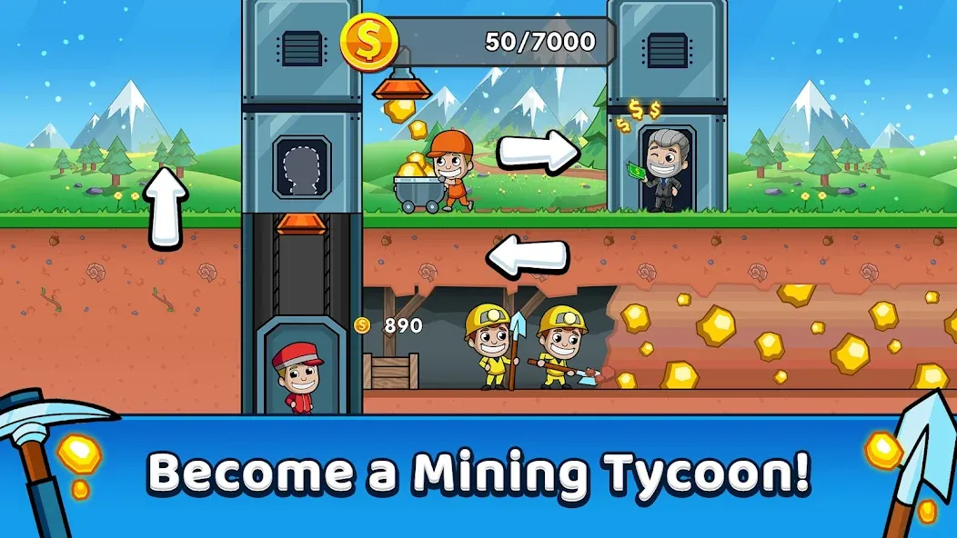 Скачать взлом Idle Miner Tycoon: Gold Games  [МОД Меню] — последняя версия apk на Андроид screen 1